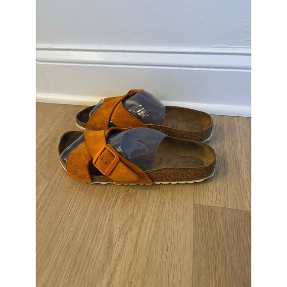 Birkenstock Germany Sienna Soft Footbed Orange Suede Sandals EU 40/US Womens 9.5 - Picture 1 of 4